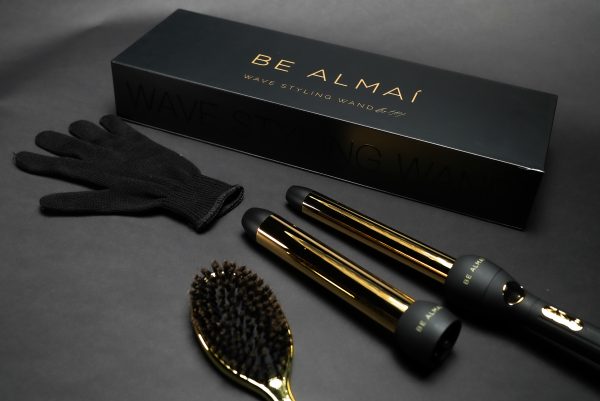 BE ALMAÍ Wave Styling Hair Wand, Boar Brush & Heat Resistant Gloves