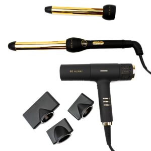 BE ALMAÍ Lightweight Professional Hairdryer & Volume Wave & Curl Styling Wand Set