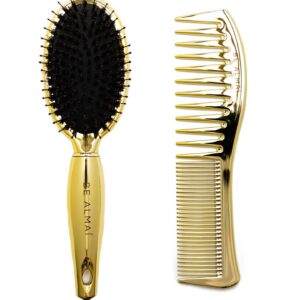 BE ALMAI Gold Detangling & Dress Out Comb & Brush