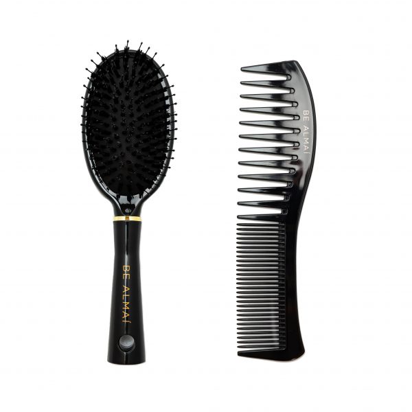 BE ALMAI Black Limited Edition Detangling & Dress Out Brush & Comb Set